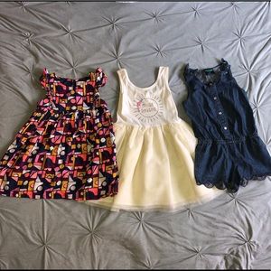 2 dresses and a romper size 3T
